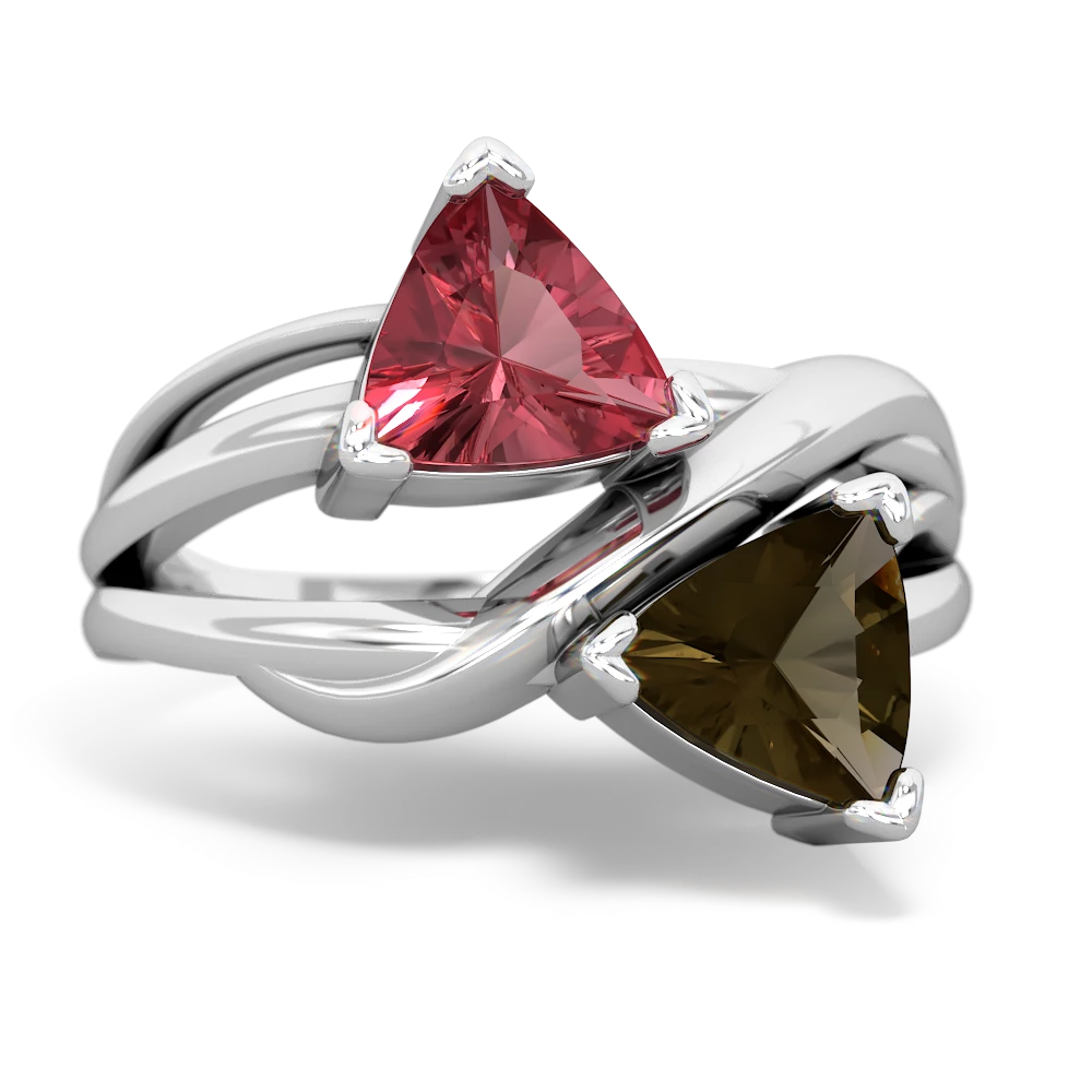 Pink Tourmaline Split Band Swirl 14K White Gold ring R2341