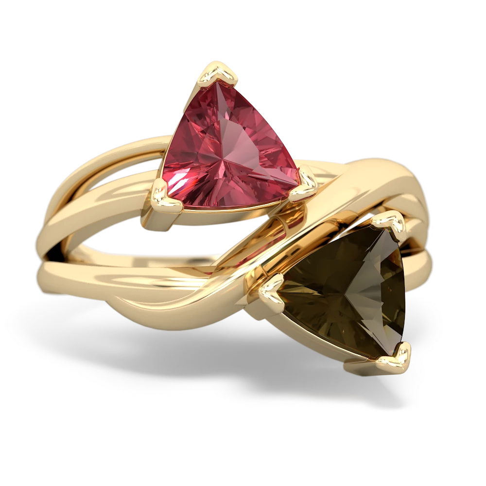 Pink Tourmaline Split Band Swirl 14K Yellow Gold ring R2341