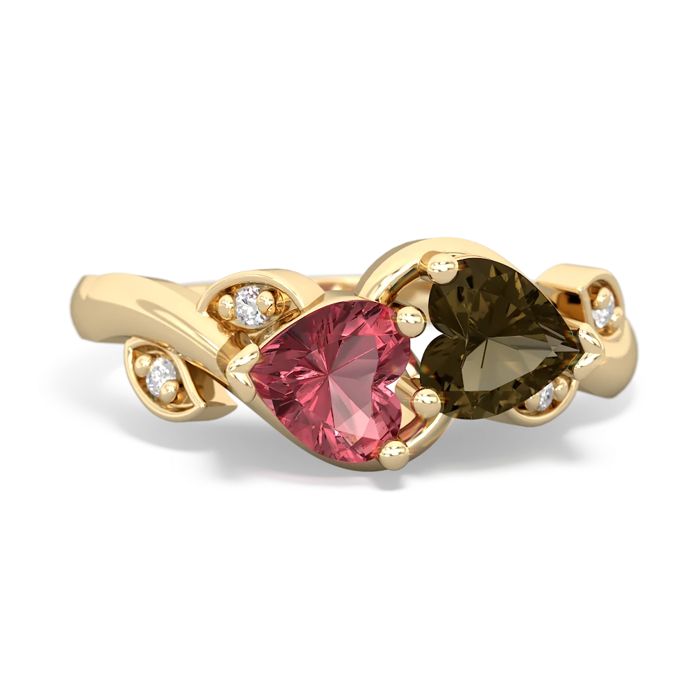 Pink Tourmaline Floral Elegance 14K Yellow Gold ring R5790