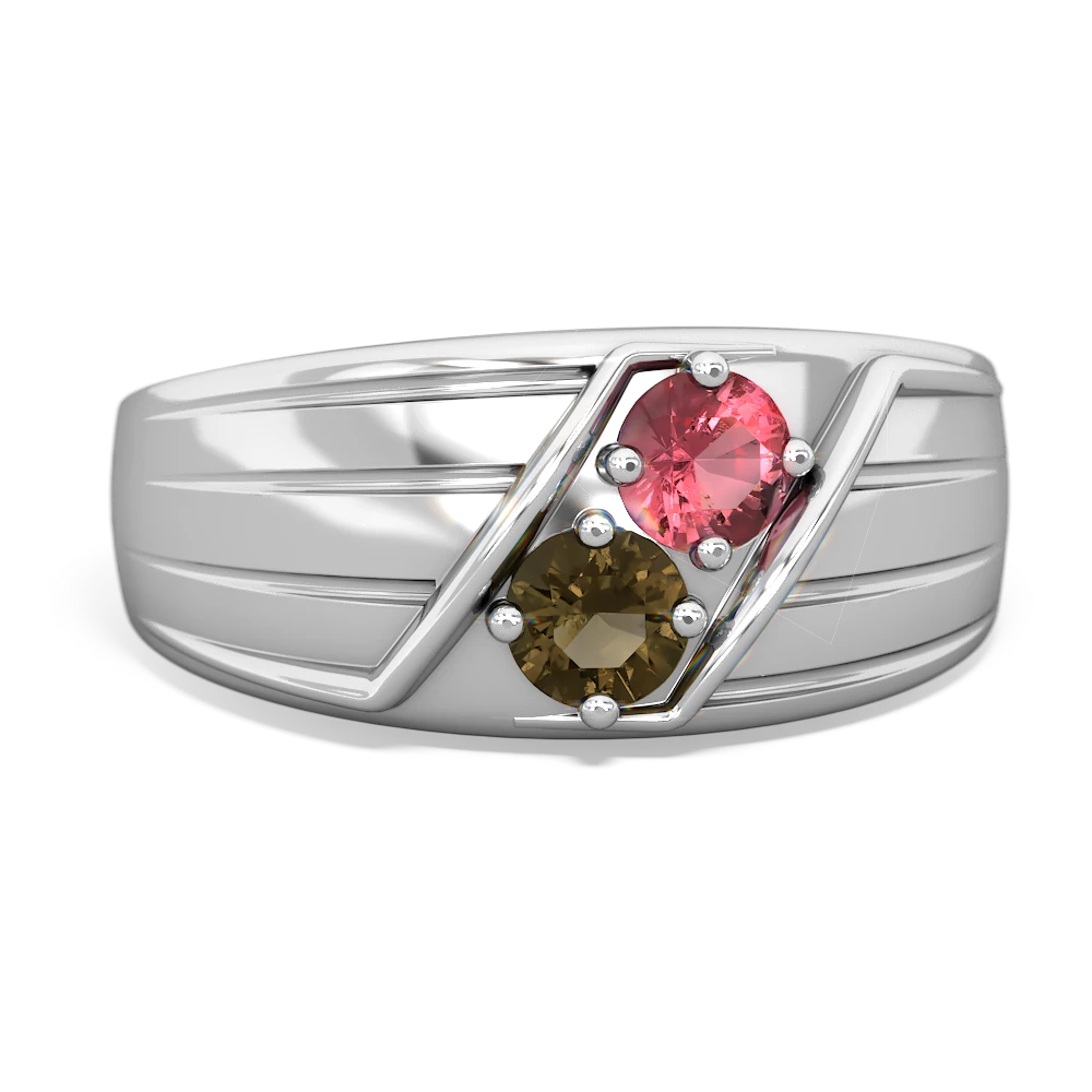 Pink Tourmaline Men's Streamline 14K White Gold ring R0460