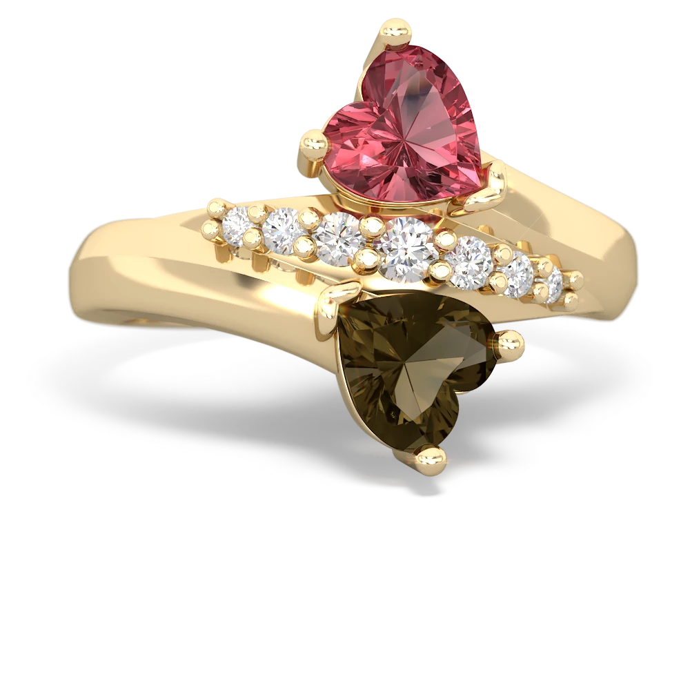 Pink Tourmaline Heart To Heart 14K Yellow Gold ring R2064