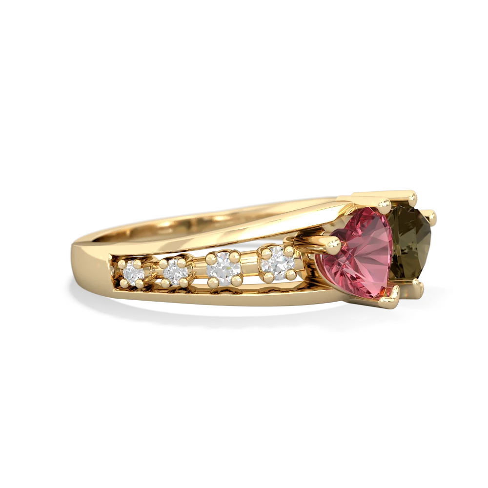 Pink Tourmaline Heart To Heart 14K Yellow Gold ring R3342