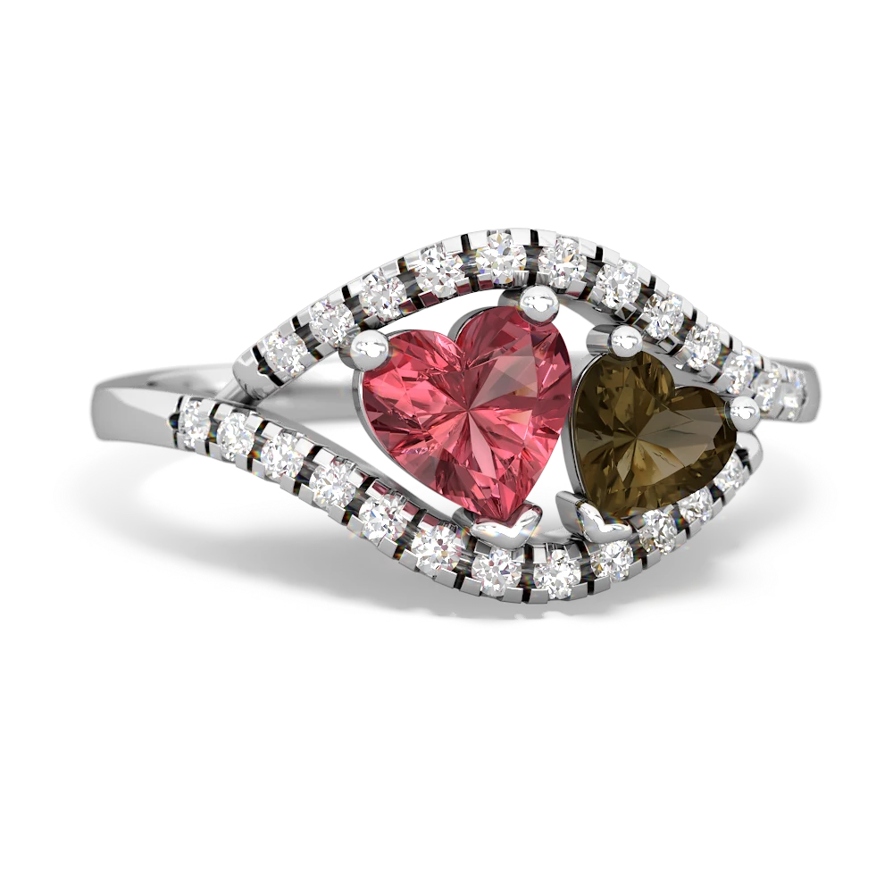 Pink Tourmaline Mother And Child 14K White Gold ring R3010