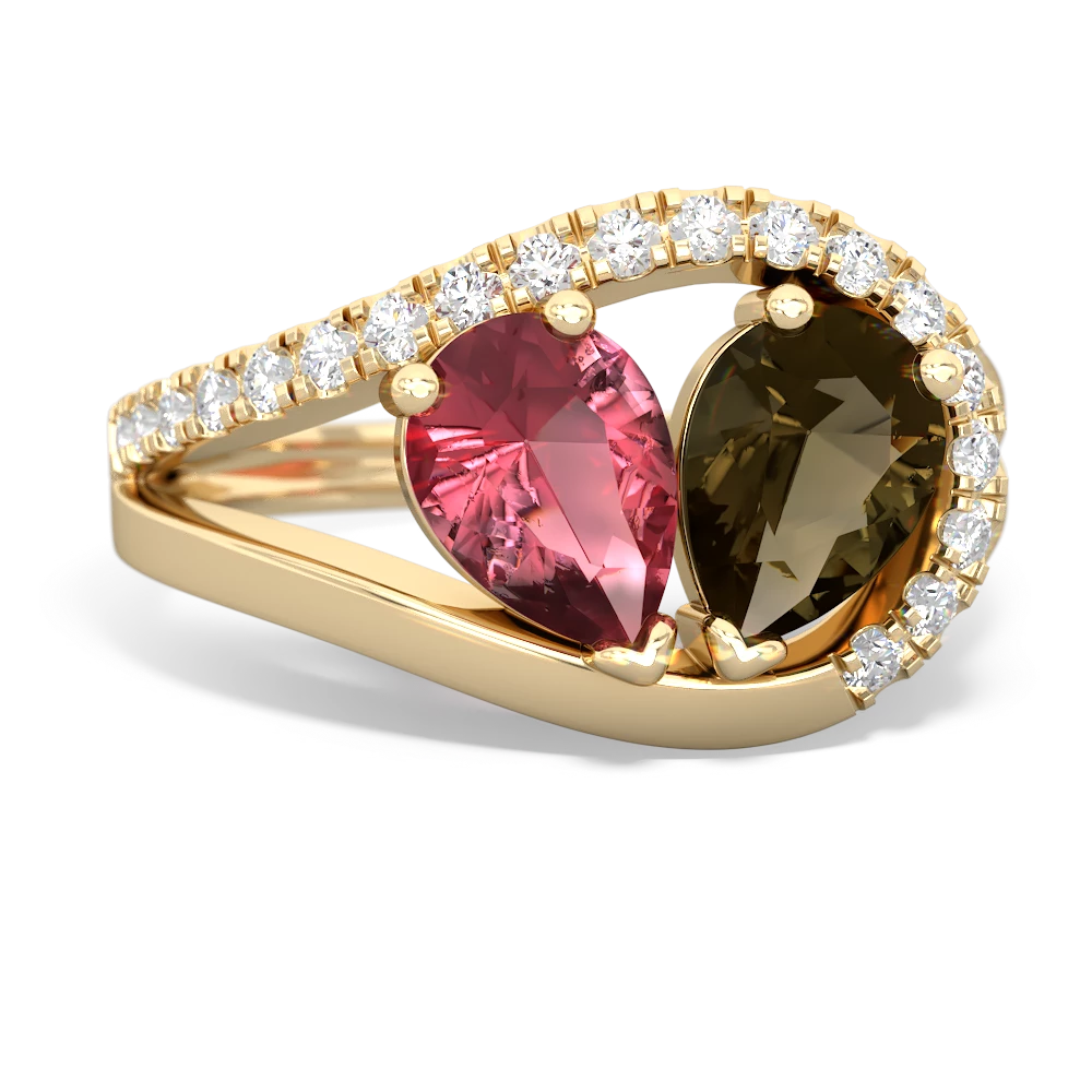 Pink Tourmaline Nestled Heart Keepsake 14K Yellow Gold ring R5650