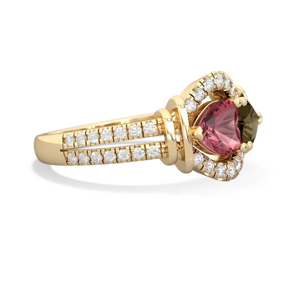 Pink Tourmaline Art-Deco Keepsake 14K Yellow Gold ring R5630