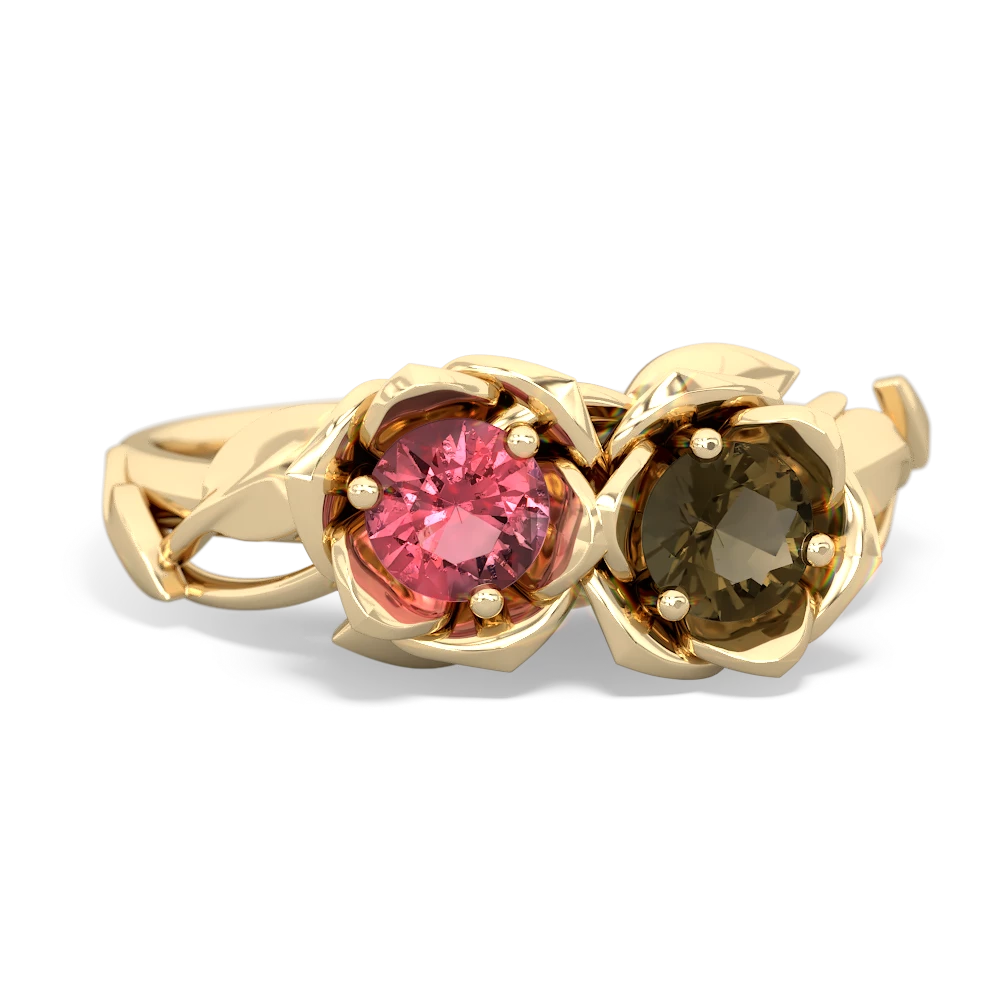 Pink Tourmaline Rose Garden 14K Yellow Gold ring R5510