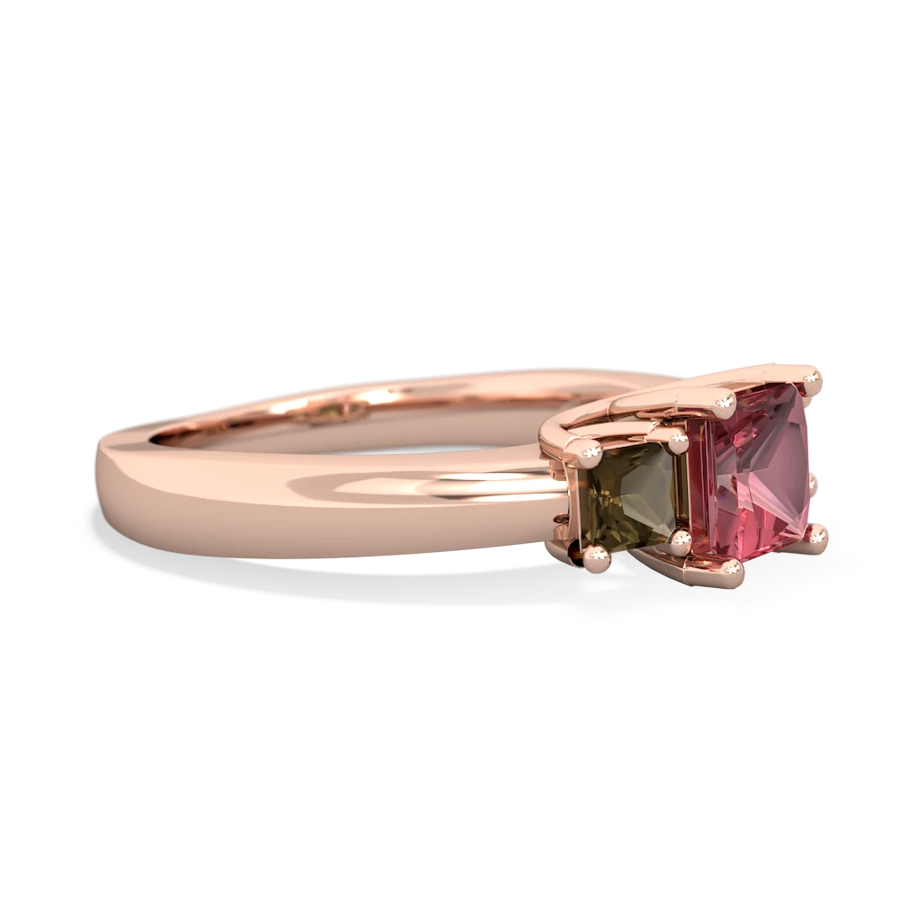 Pink Tourmaline Three Stone Trellis 14K Rose Gold ring R4015