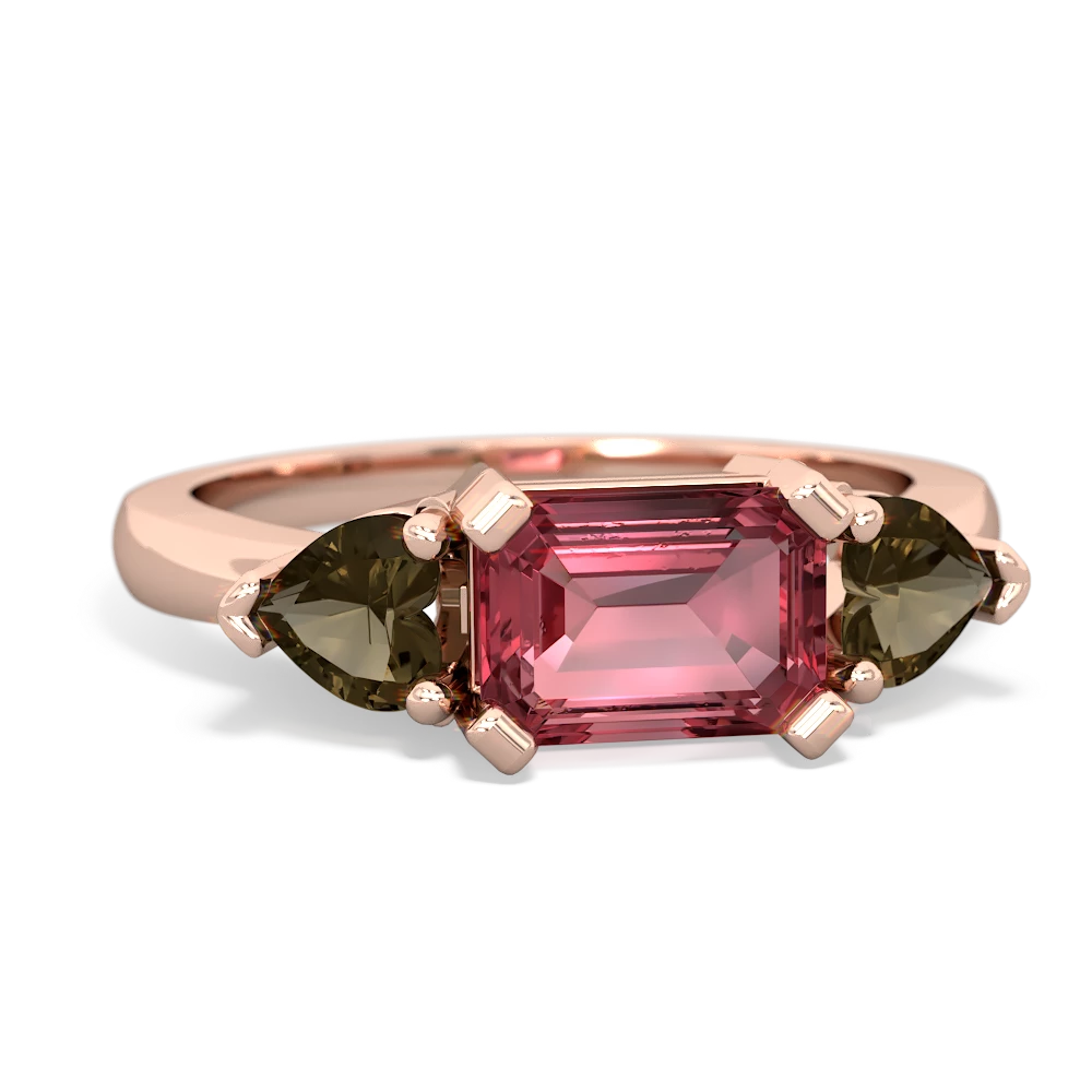 Pink Tourmaline Three Stone 14K Rose Gold ring R5235