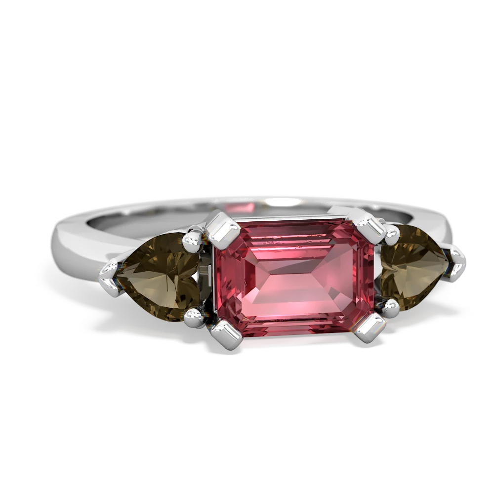 Pink Tourmaline Three Stone 14K White Gold ring R5235