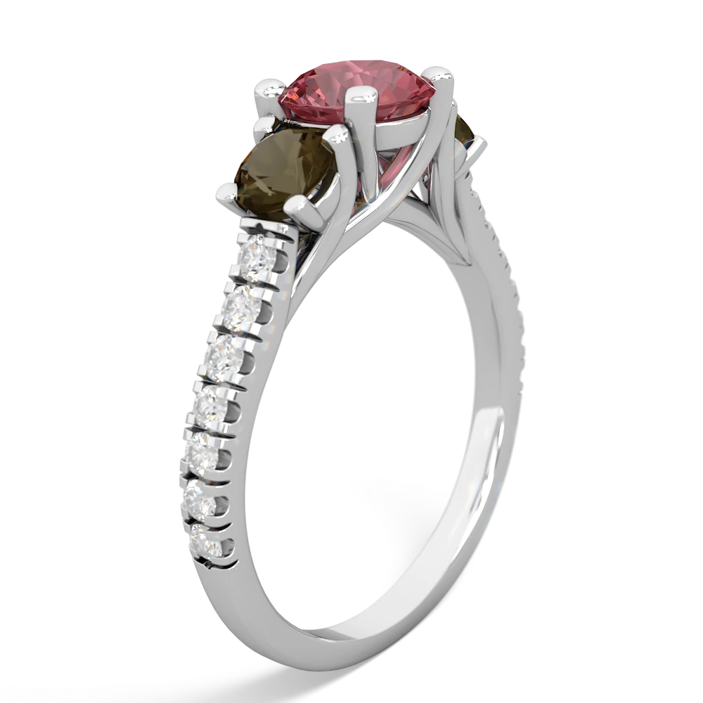 Pink Tourmaline Pave Trellis 14K White Gold ring R5500