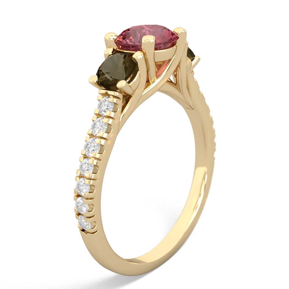 Pink Tourmaline Pave Trellis 14K Yellow Gold ring R5500