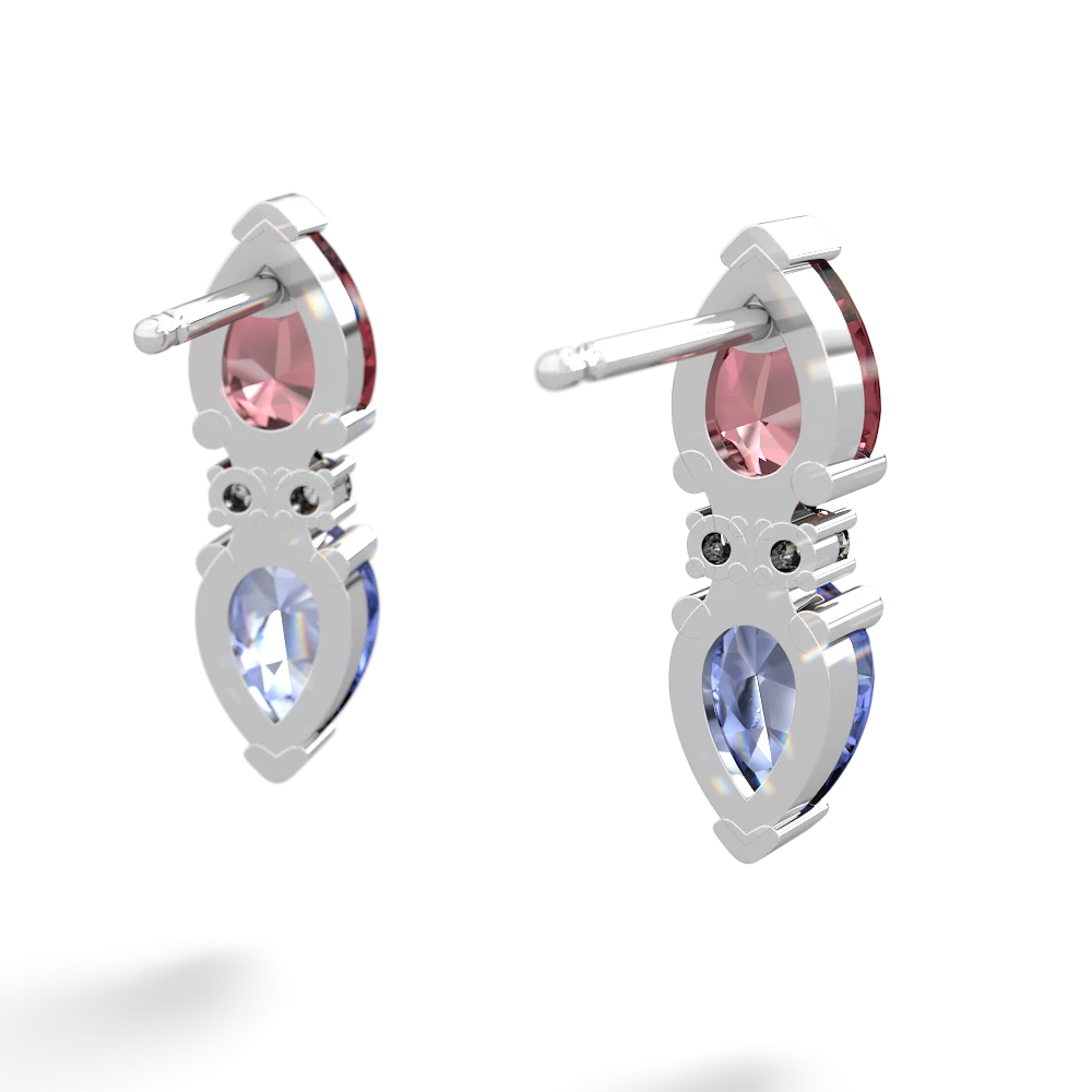 Pink Tourmaline Bowtie Drop 14K White Gold earrings E0865