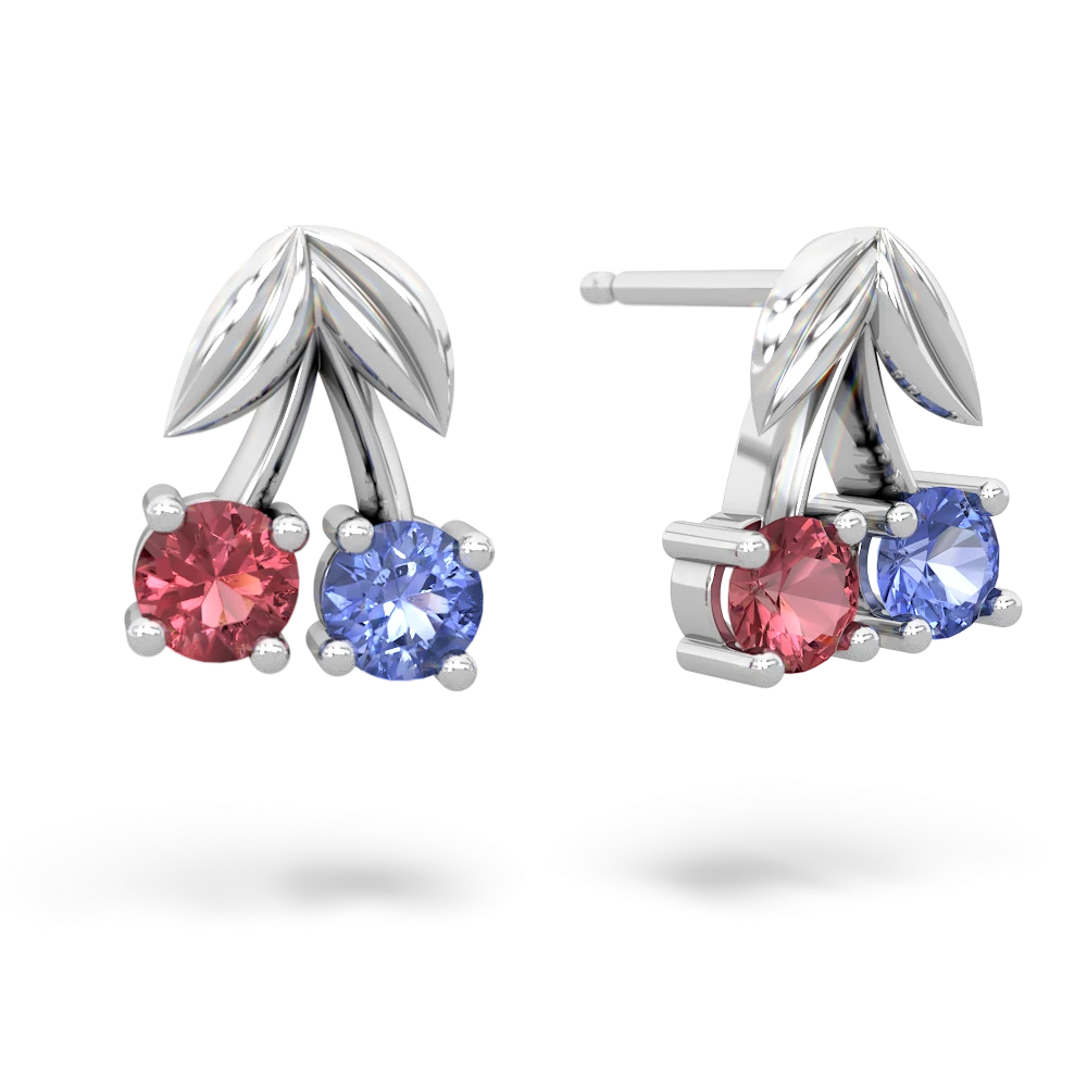 Pink Tourmaline Sweet Cherries 14K White Gold earrings E7001