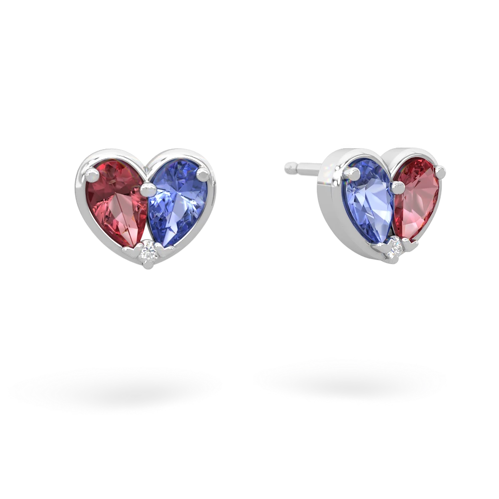 Pink Tourmaline 'Our Heart' 14K White Gold earrings E5072