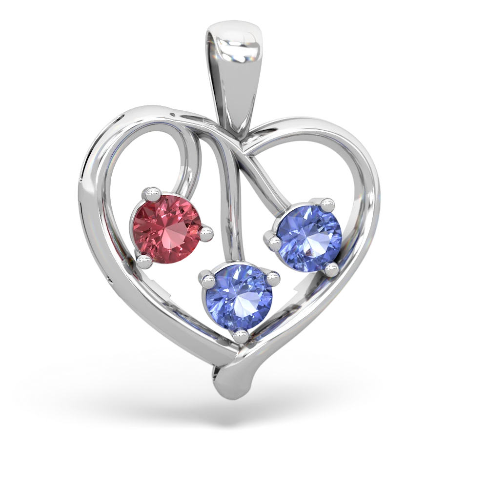 Pink Tourmaline Glowing Heart 14K White Gold pendant P2233