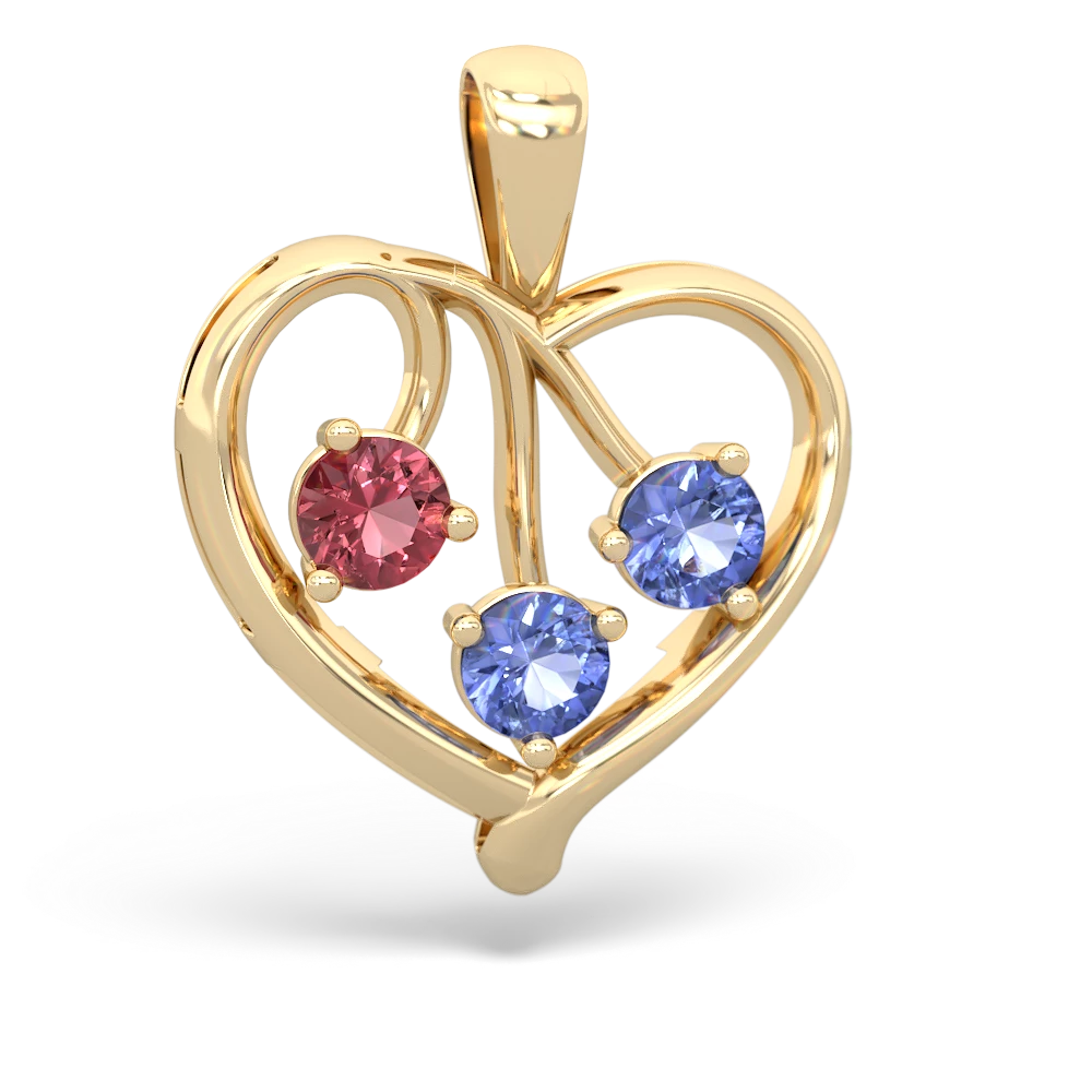 Pink Tourmaline Glowing Heart 14K Yellow Gold pendant P2233