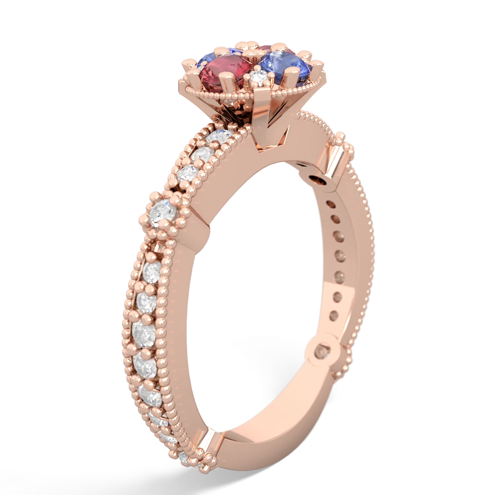 Pink Tourmaline Sparkling Tiara Cluster 14K Rose Gold ring R26293RD