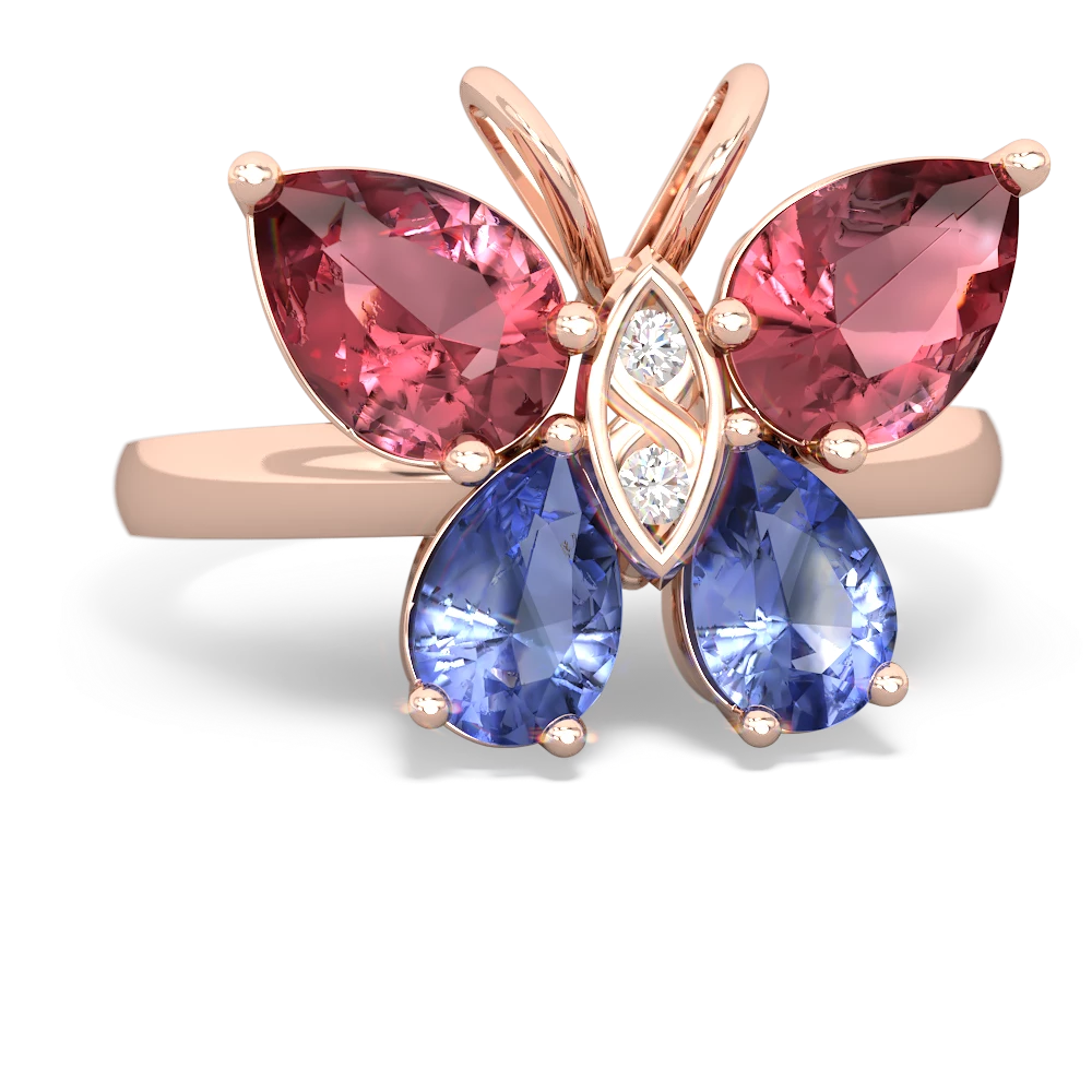 Pink Tourmaline Butterfly 14K Rose Gold ring R2215