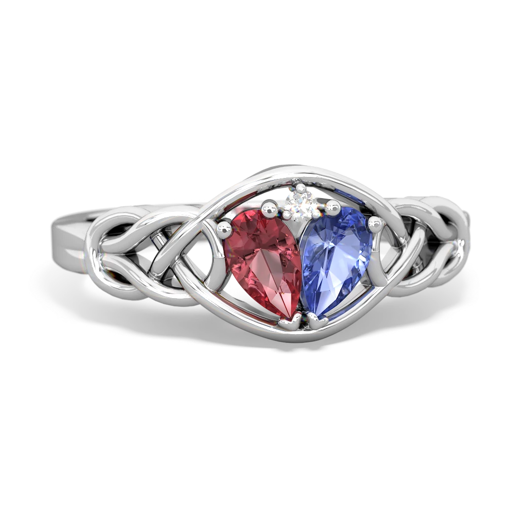 Pink Tourmaline Celtic Love Knot 14K White Gold ring R5420