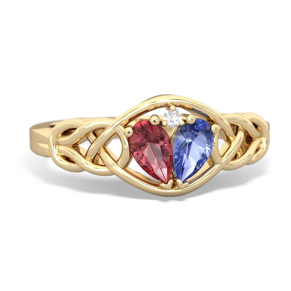 Pink Tourmaline Celtic Love Knot 14K Yellow Gold ring R5420