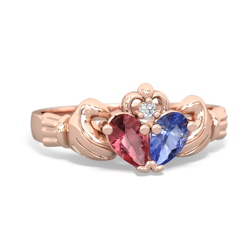 Pink Tourmaline 'Our Heart' Claddagh 14K Rose Gold ring R2388