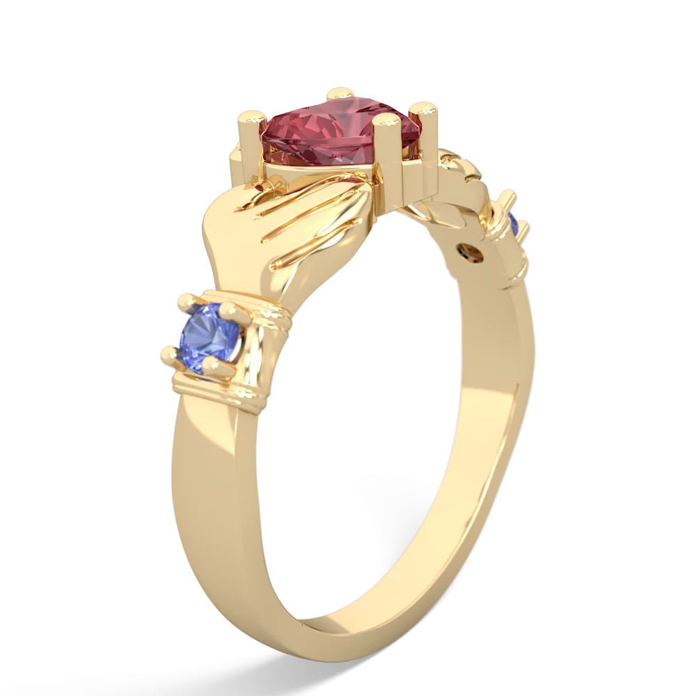 Pink Tourmaline Claddagh Keepsake 14K Yellow Gold ring R5245