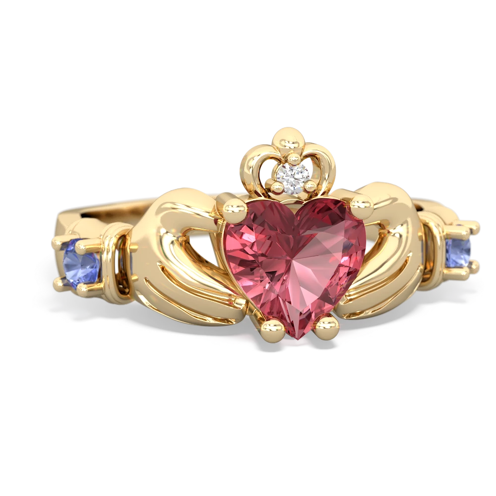 Pink Tourmaline Claddagh Keepsake 14K Yellow Gold ring R5245