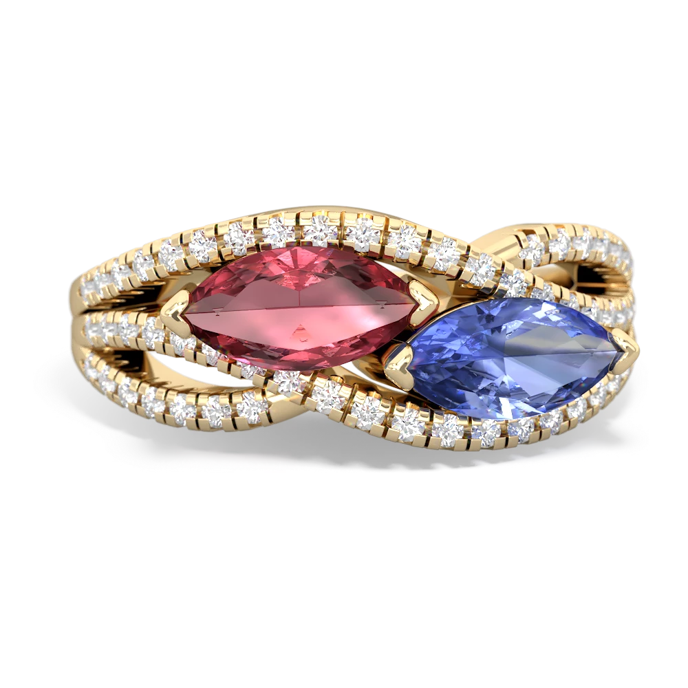 Pink Tourmaline Diamond Rivers 14K Yellow Gold ring R3070