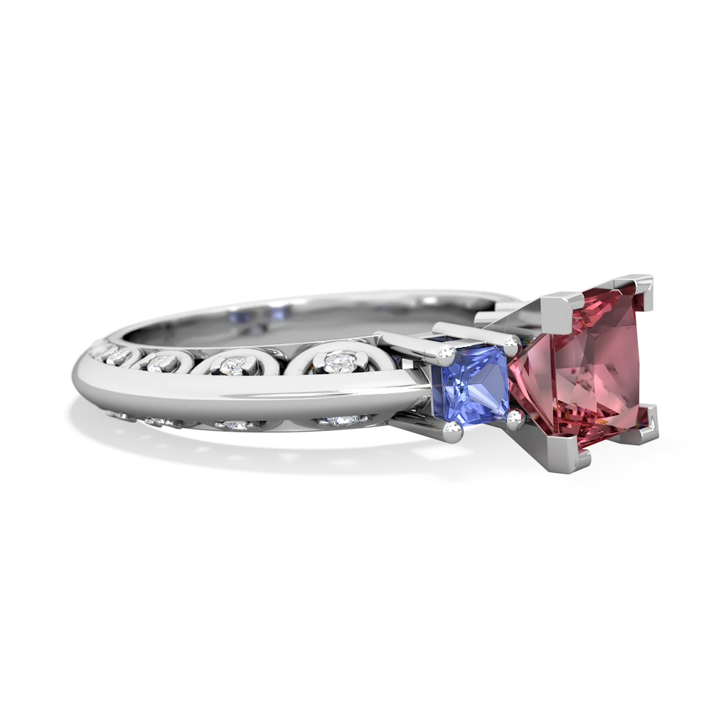 Pink Tourmaline Eternal Embrace Engagement 14K White Gold ring C2001