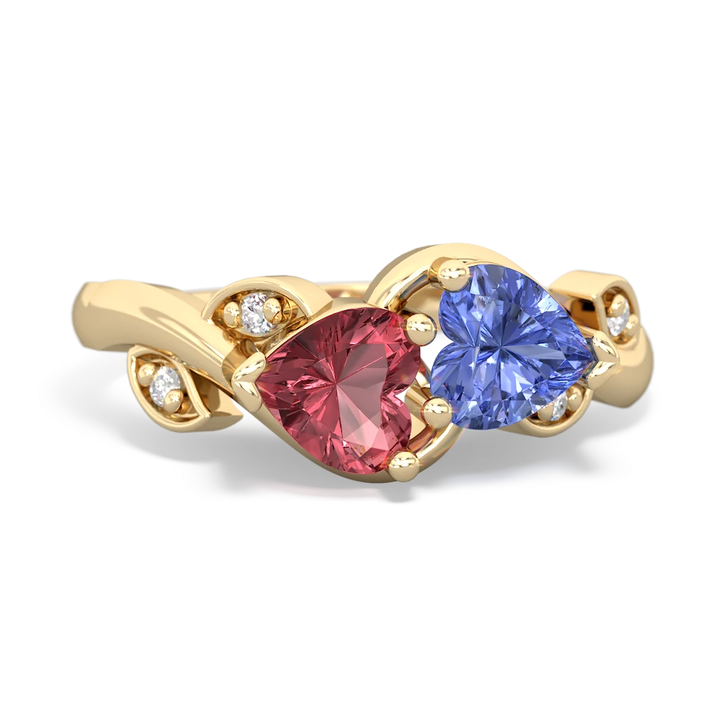 Pink Tourmaline Floral Elegance 14K Yellow Gold ring R5790