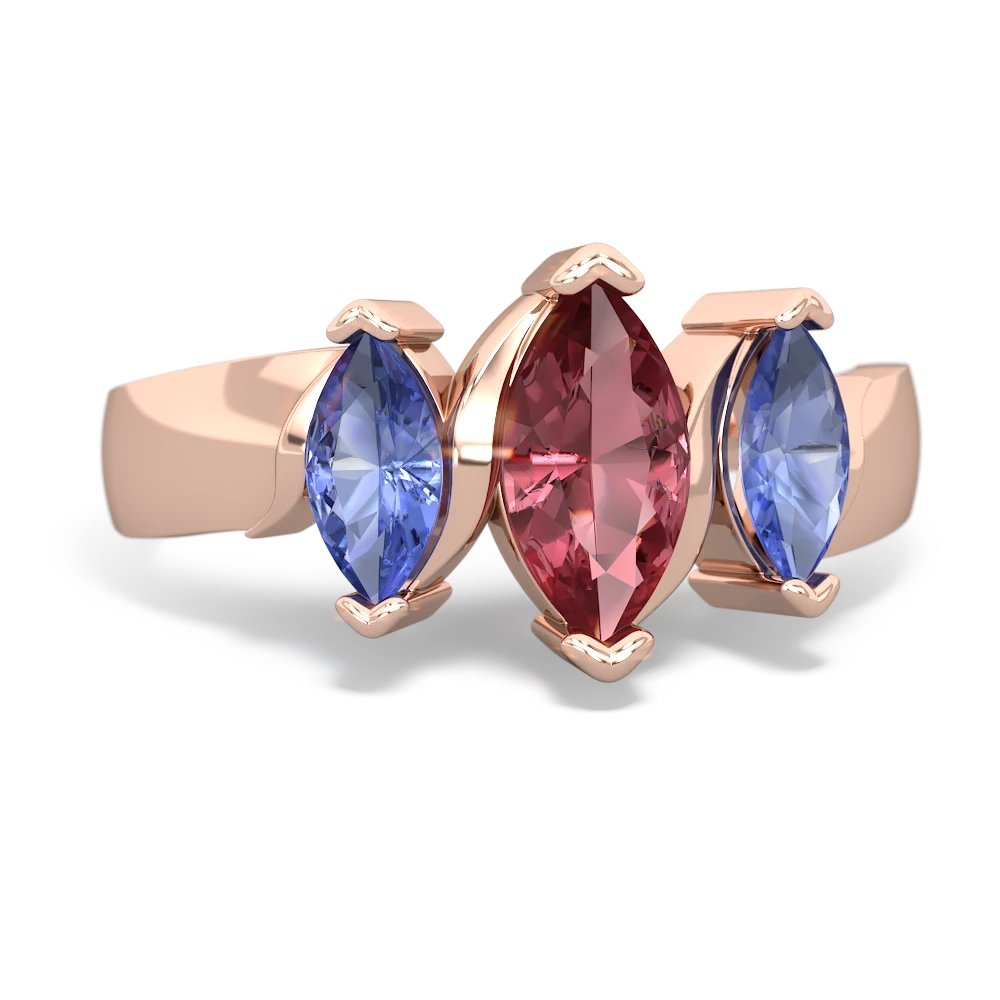 Pink Tourmaline Three Peeks 14K Rose Gold ring R2433