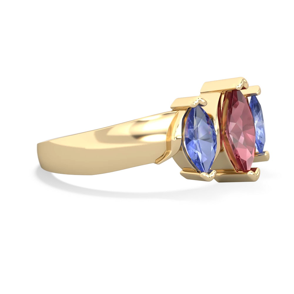 Pink Tourmaline Three Peeks 14K Yellow Gold ring R2433