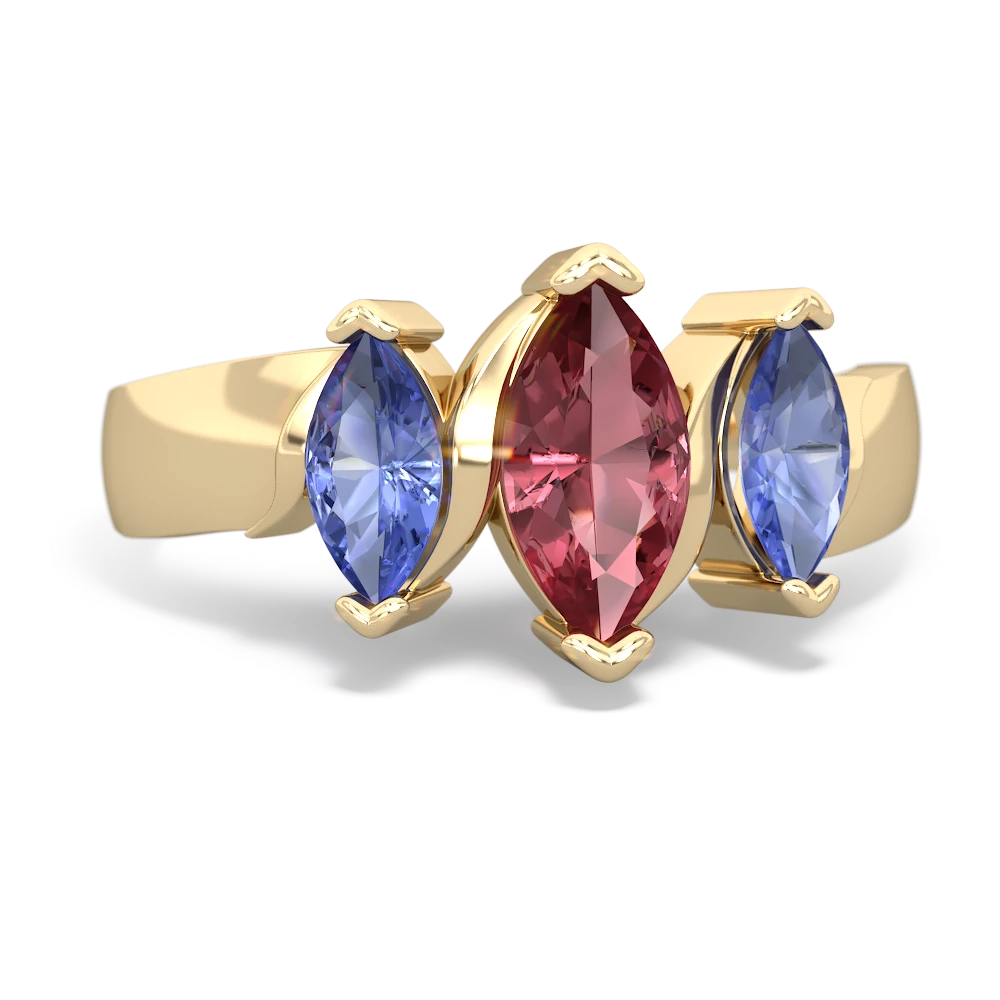 Pink Tourmaline Three Peeks 14K Yellow Gold ring R2433