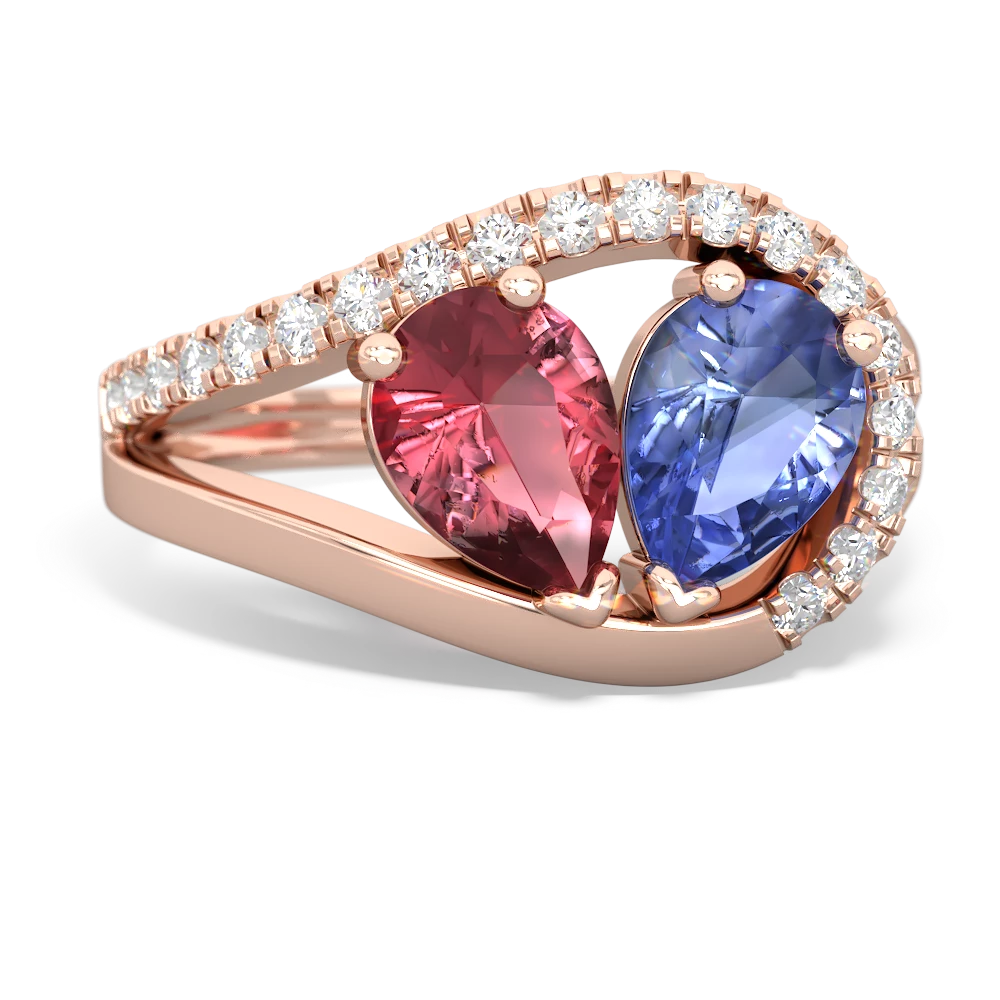 Pink Tourmaline Nestled Heart Keepsake 14K Rose Gold ring R5650