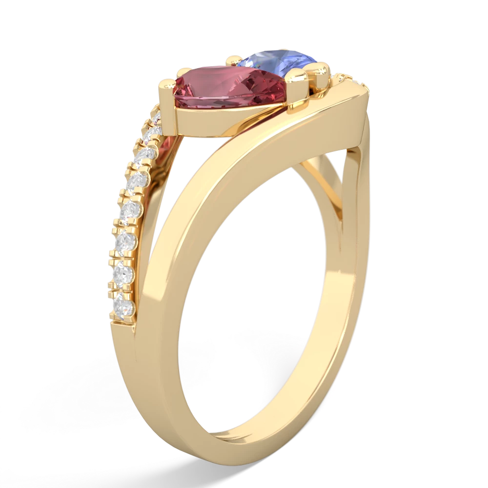 Pink Tourmaline Nestled Heart Keepsake 14K Yellow Gold ring R5650