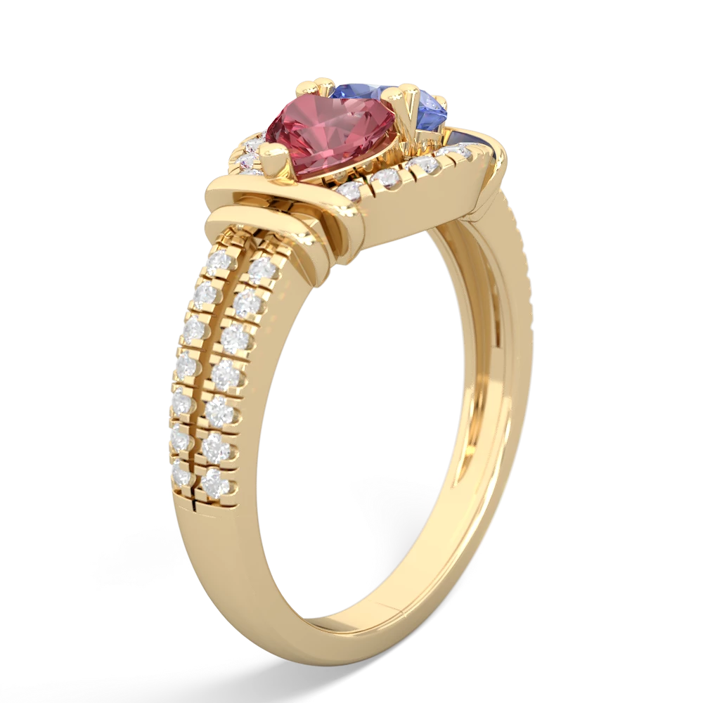 Pink Tourmaline Art-Deco Keepsake 14K Yellow Gold ring R5630