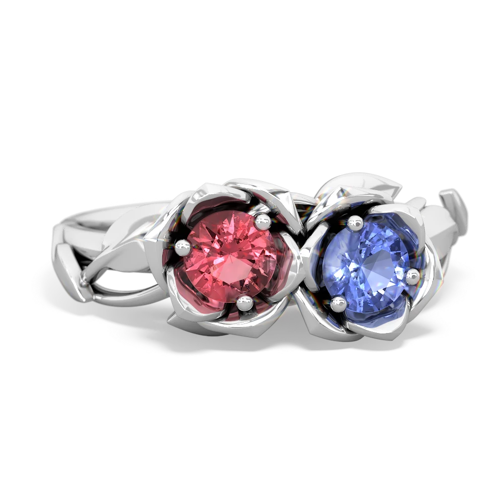 Pink Tourmaline Rose Garden 14K White Gold ring R5510