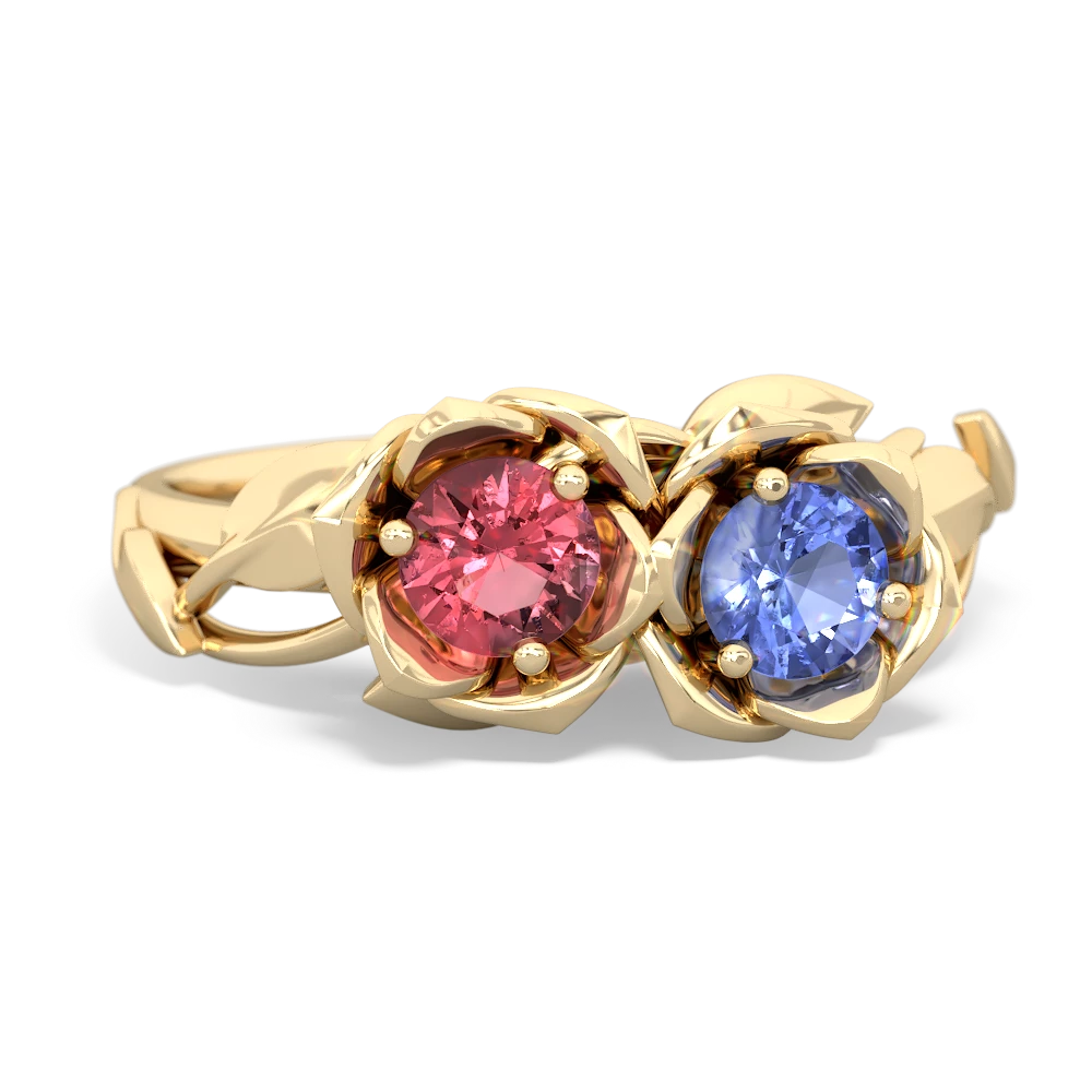 Pink Tourmaline Rose Garden 14K Yellow Gold ring R5510