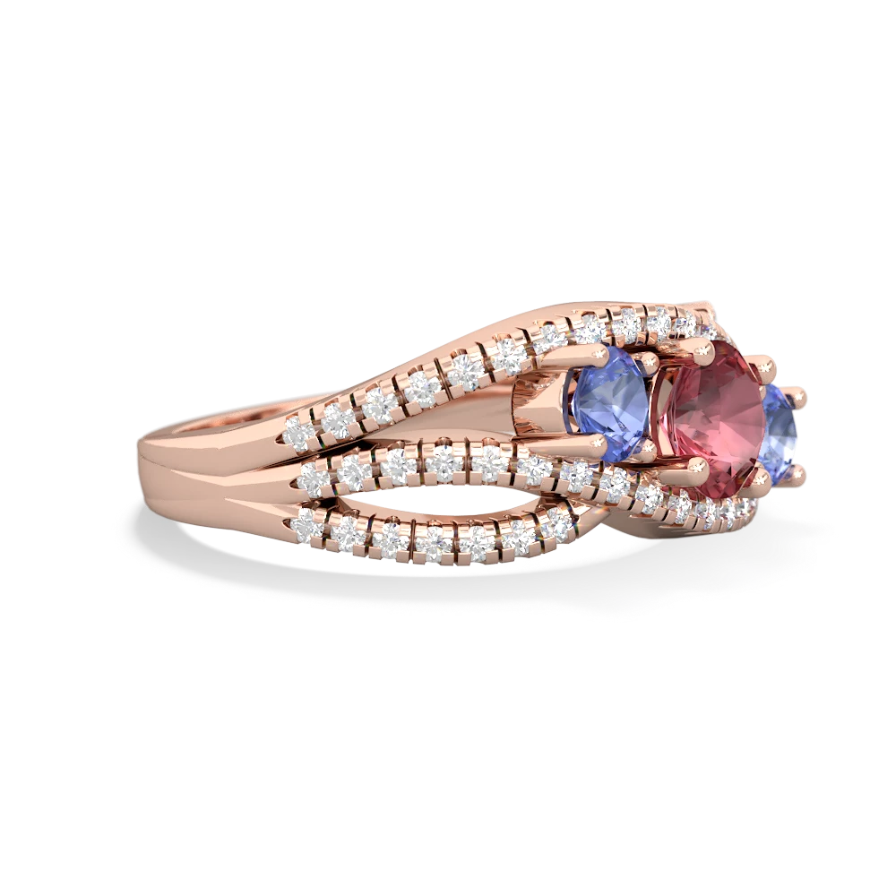 Pink Tourmaline Three Stone Aurora 14K Rose Gold ring R3080