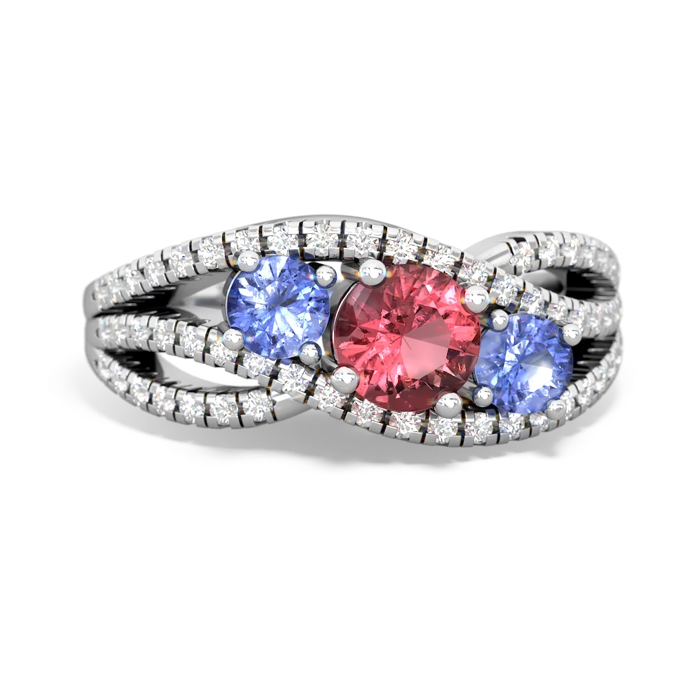 Pink Tourmaline Three Stone Aurora 14K White Gold ring R3080