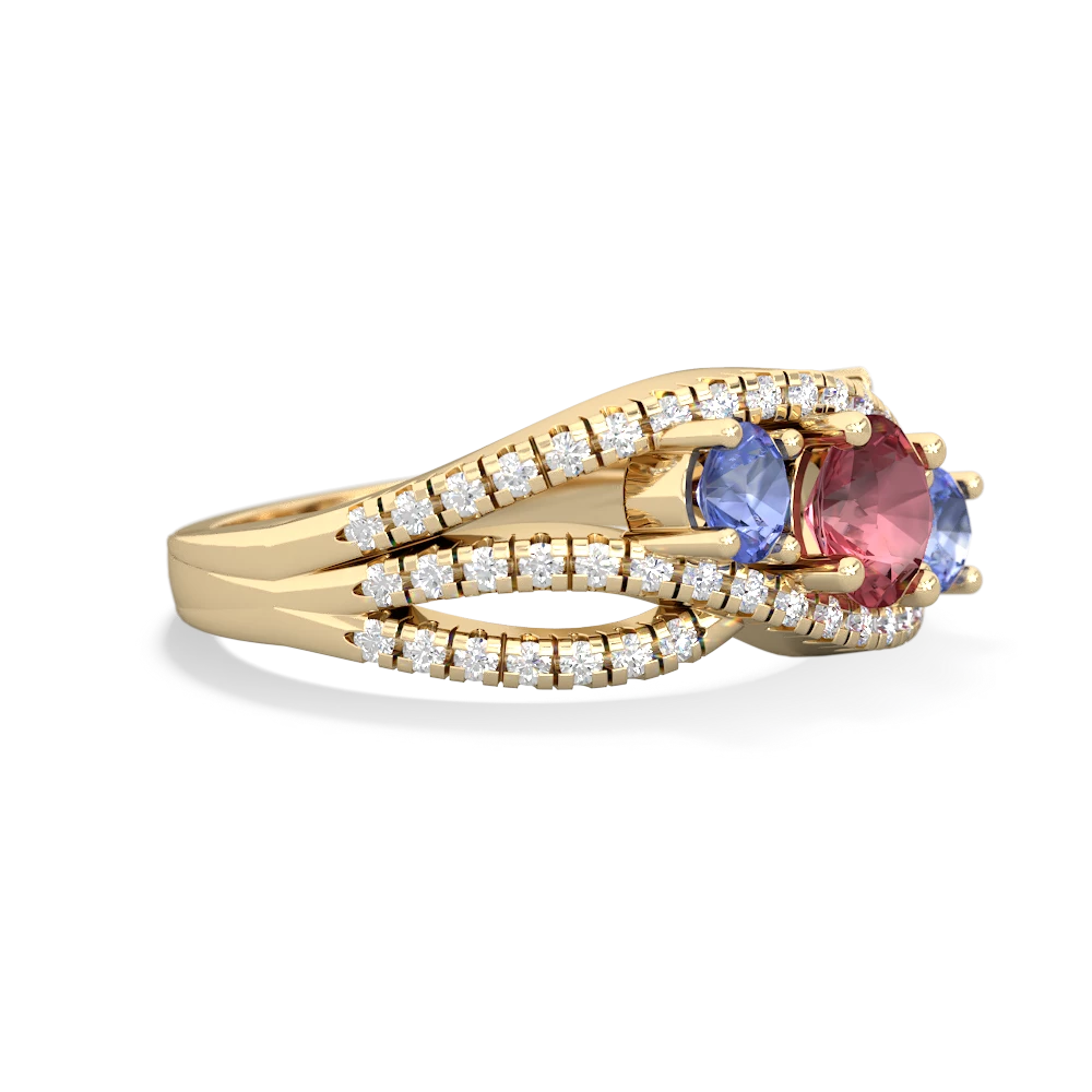 Pink Tourmaline Three Stone Aurora 14K Yellow Gold ring R3080