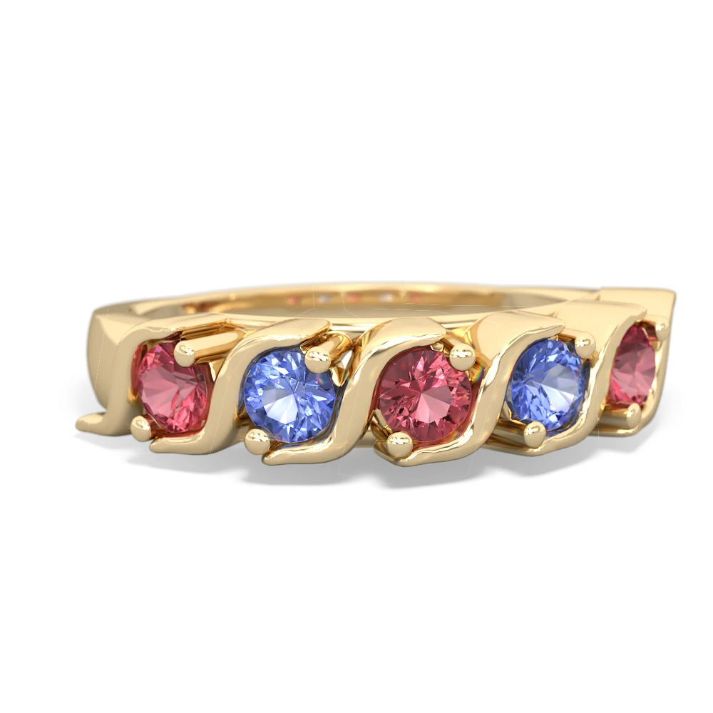 Pink Tourmaline Anniversary Band 14K Yellow Gold ring R2089