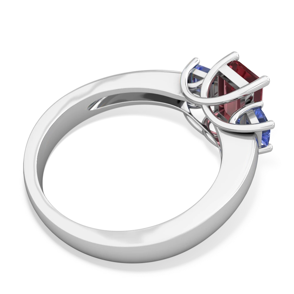 Pink Tourmaline Three Stone Emerald-Cut Trellis 14K White Gold ring R4021
