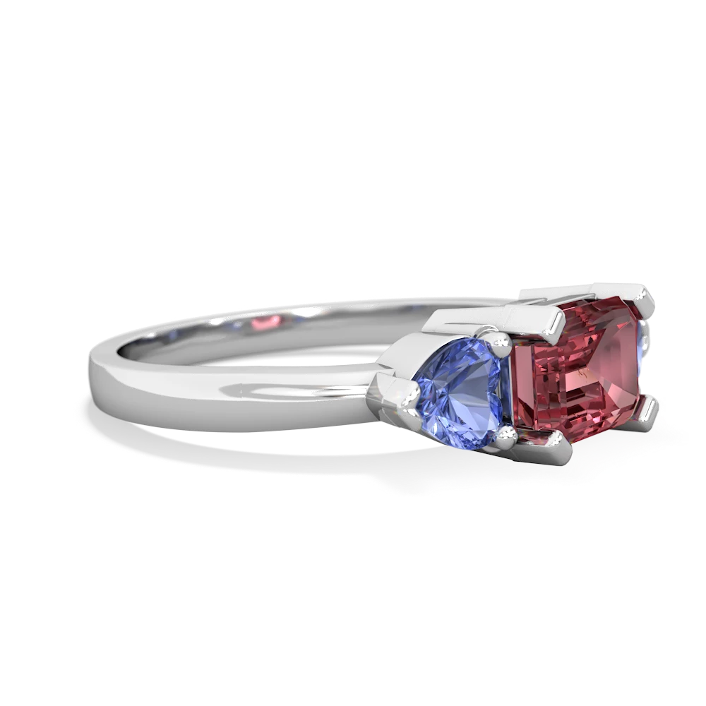 Pink Tourmaline Three Stone 14K White Gold ring R5235