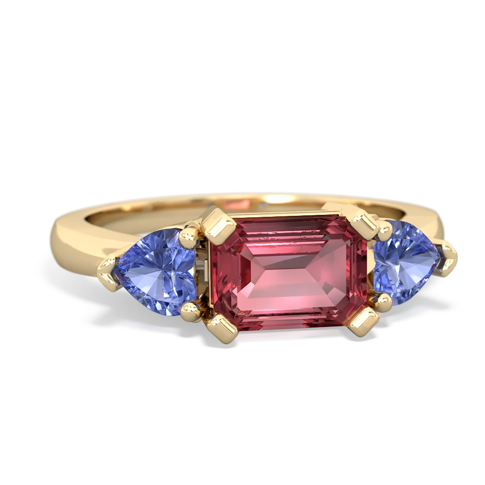 Pink Tourmaline Three Stone 14K Yellow Gold ring R5235