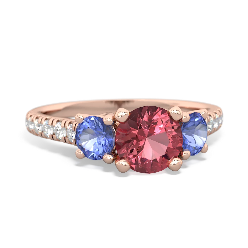 Pink Tourmaline Pave Trellis 14K Rose Gold ring R5500