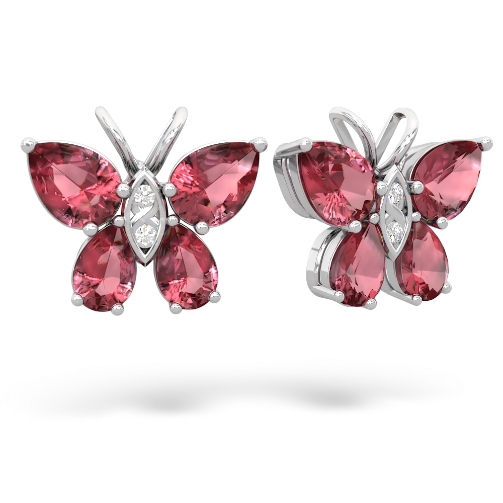 Pink Tourmaline Butterfly 14K White Gold earrings E2215