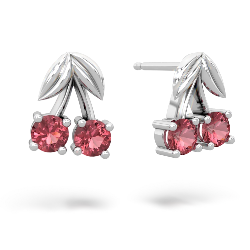 Pink Tourmaline Sweet Cherries 14K White Gold earrings E7001