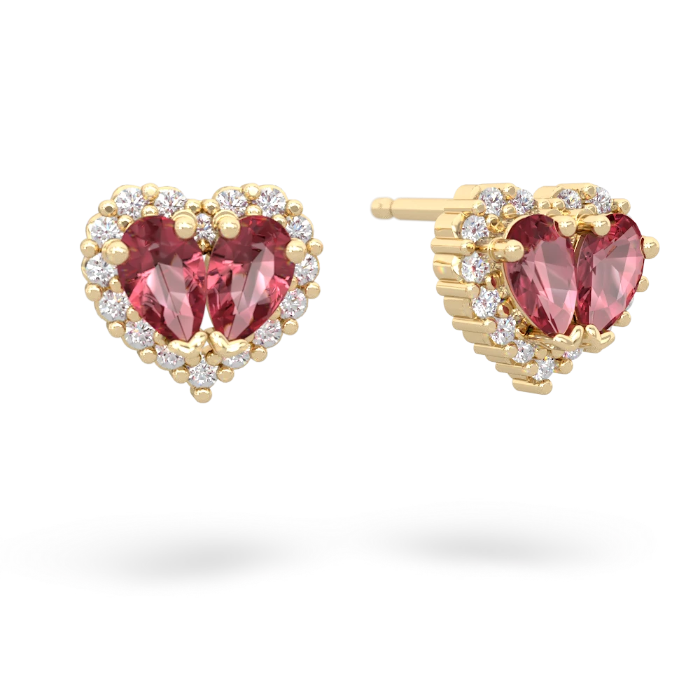 Pink Tourmaline Halo 14K Yellow Gold earrings E7008