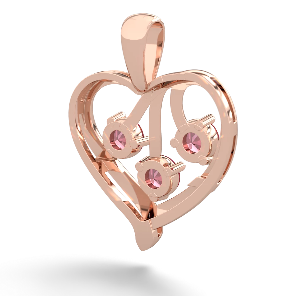Shimmering Heart Pink Tourmaline Heart Pendant